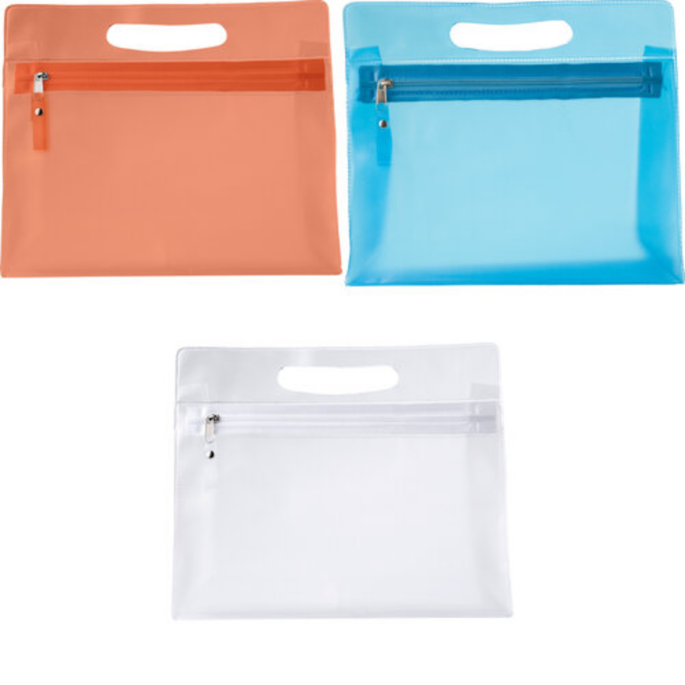 PVC Frosted Toilet Bag with Integrated Handle and Zipper - West Lulworth