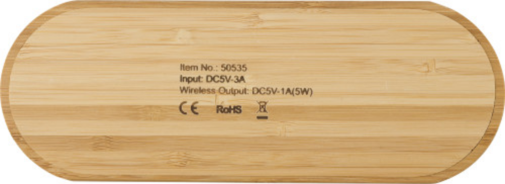 Doppio caricabatterie wireless in bambù con cavo - Verdellino
