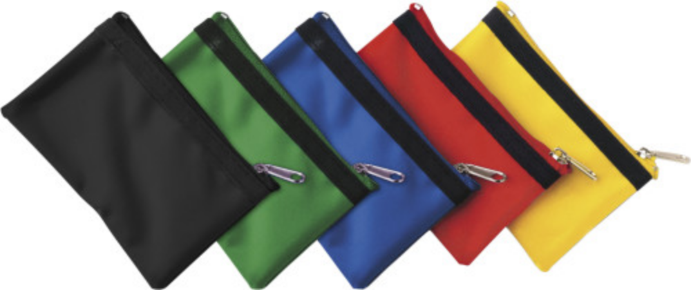 A key wallet made of nylon material, featuring a metal ring and a zipper. - East Wittering