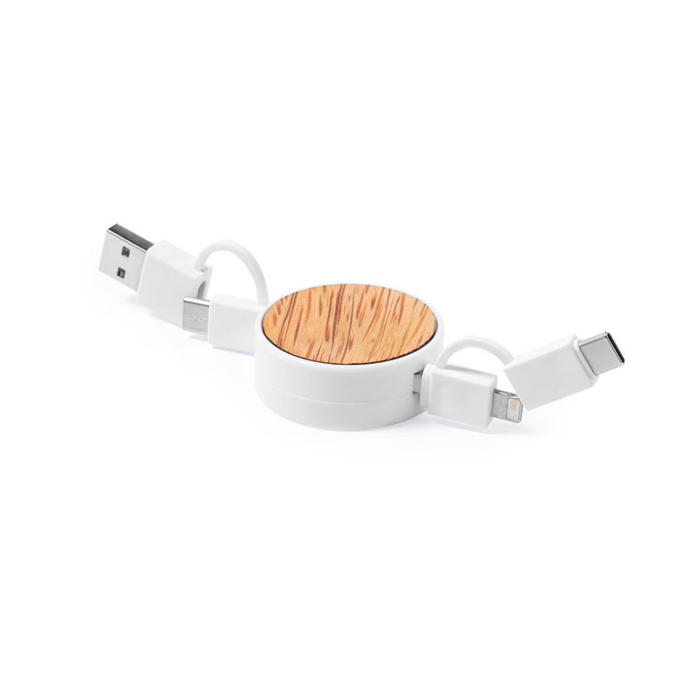 Cavo di Estensione USB al Cocco con Caricabatterie e Trasferimento Dati - Barbianello