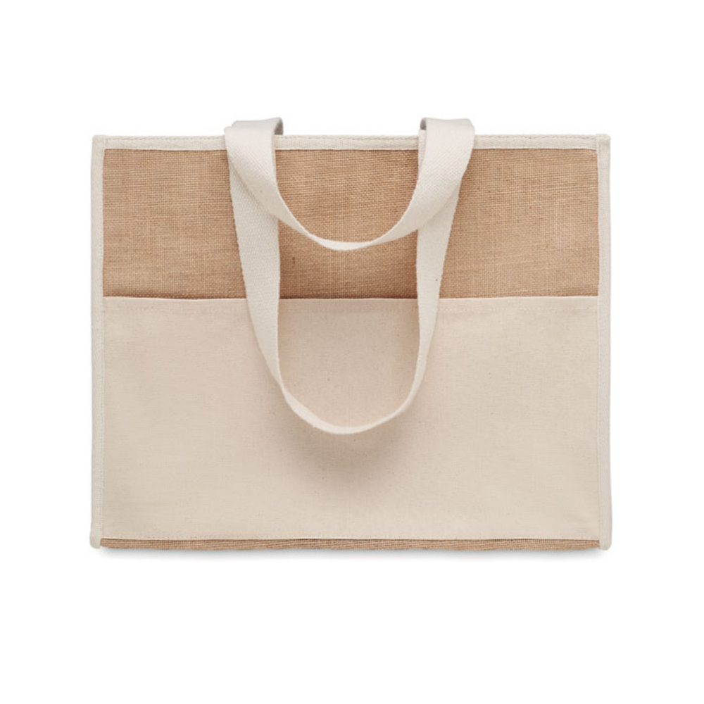 Jute Shopping and Cooler Bag with Canvas Pocket - Enstone