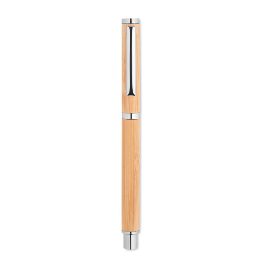 Bamboo Barrel Roller Ball Pen with Stainless Steel Fittings - Burton