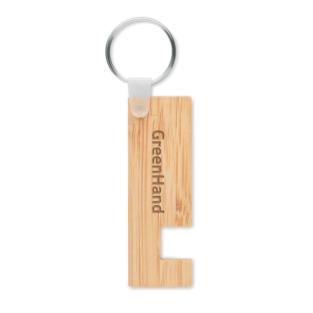 Porte-clés en bambou avec support pour téléphone - Irlam and Cadishead