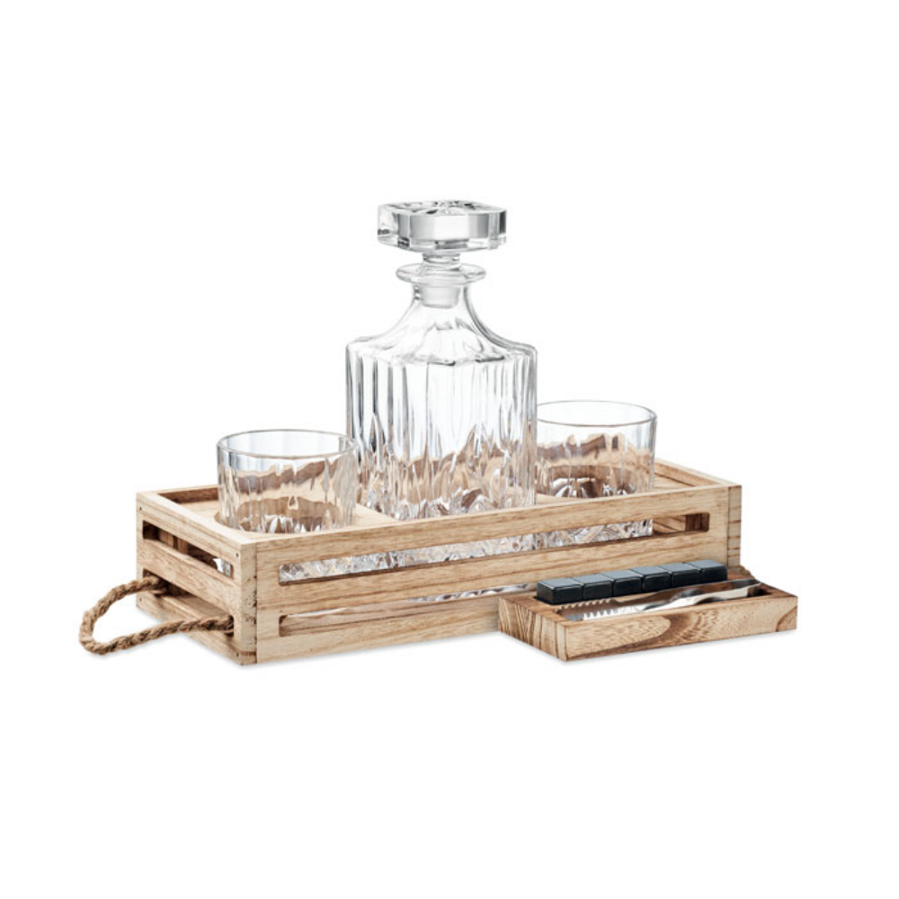 Set di whisky di lusso con decanter, bicchieri e cubetti di ghiaccio riutilizzabili - Torre d’Isola