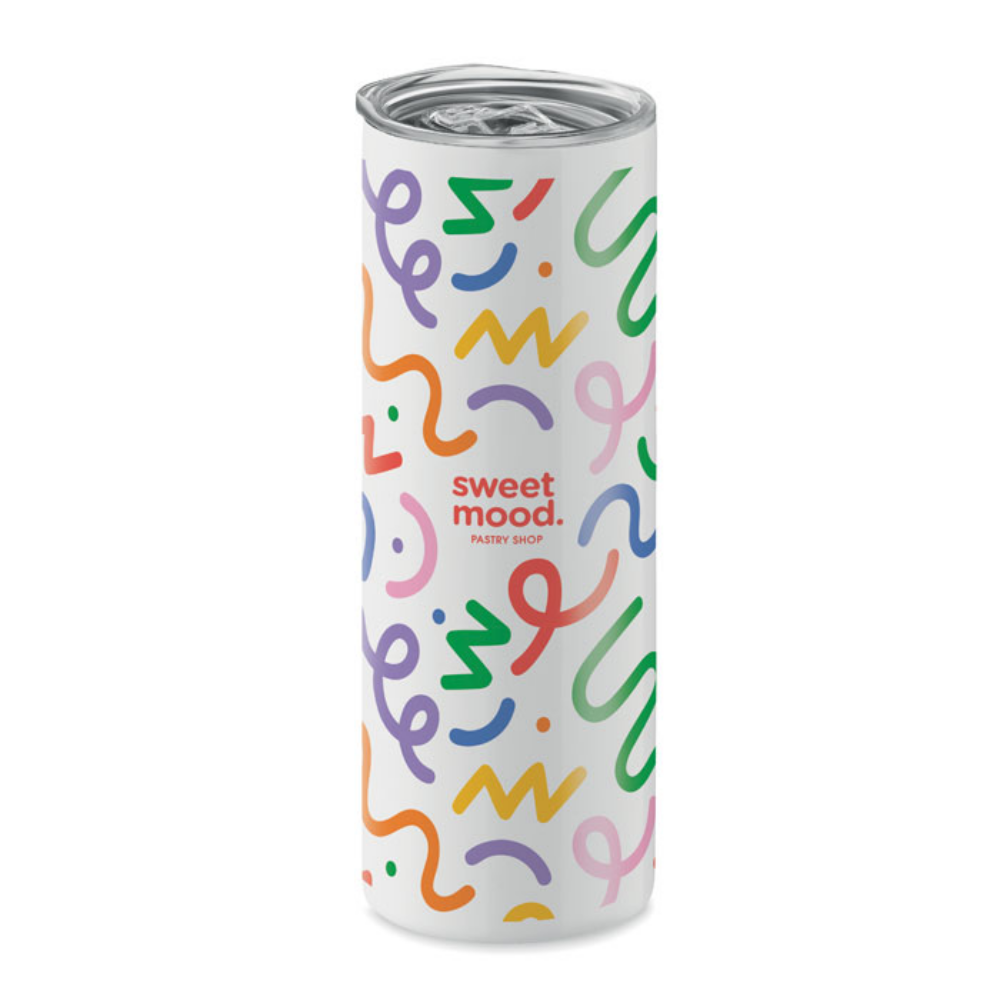 A stainless steel tumbler with a sublimation print - Orford