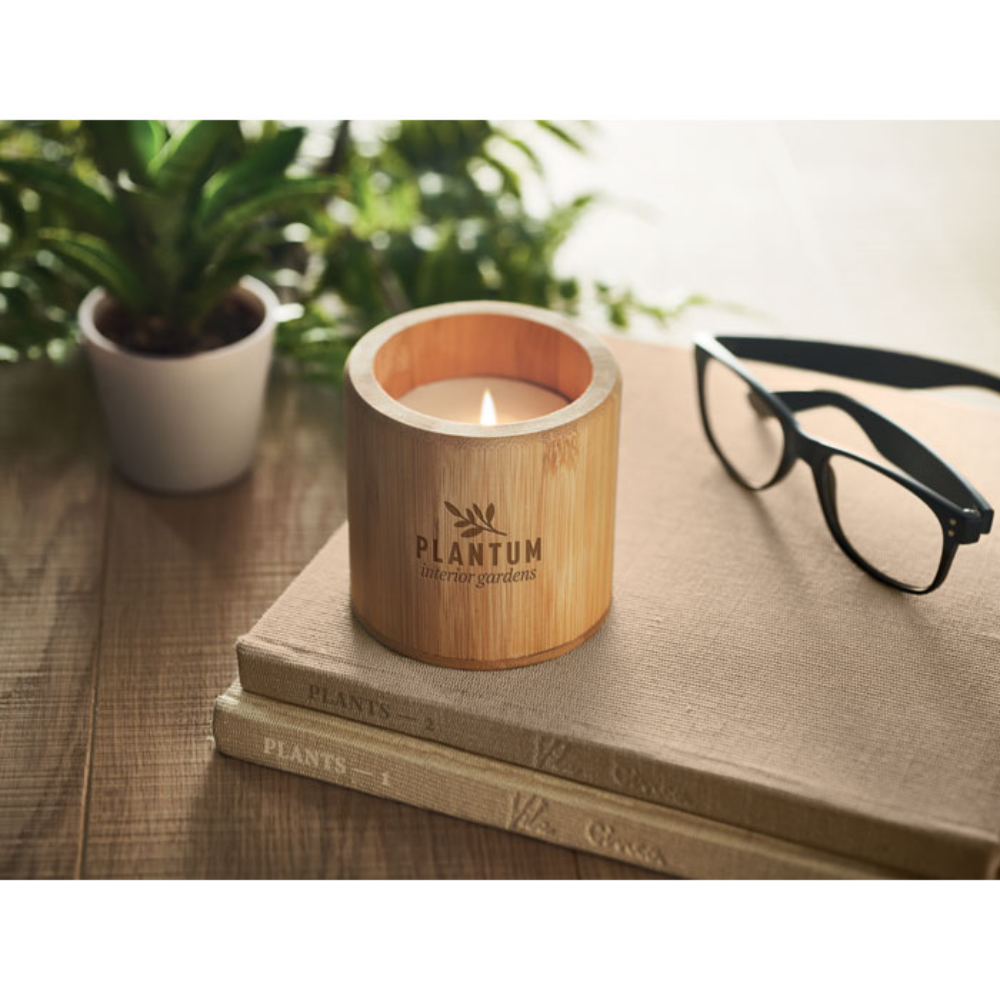 Vanilla Fragrance Plant-Based Wax Candle in Bamboo Holder - Whitchurch