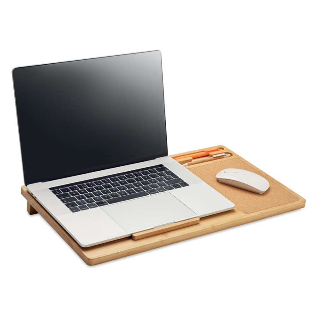 Supporto per laptop in bambù con tappetino per mouse in sughero - Cologno Monzese