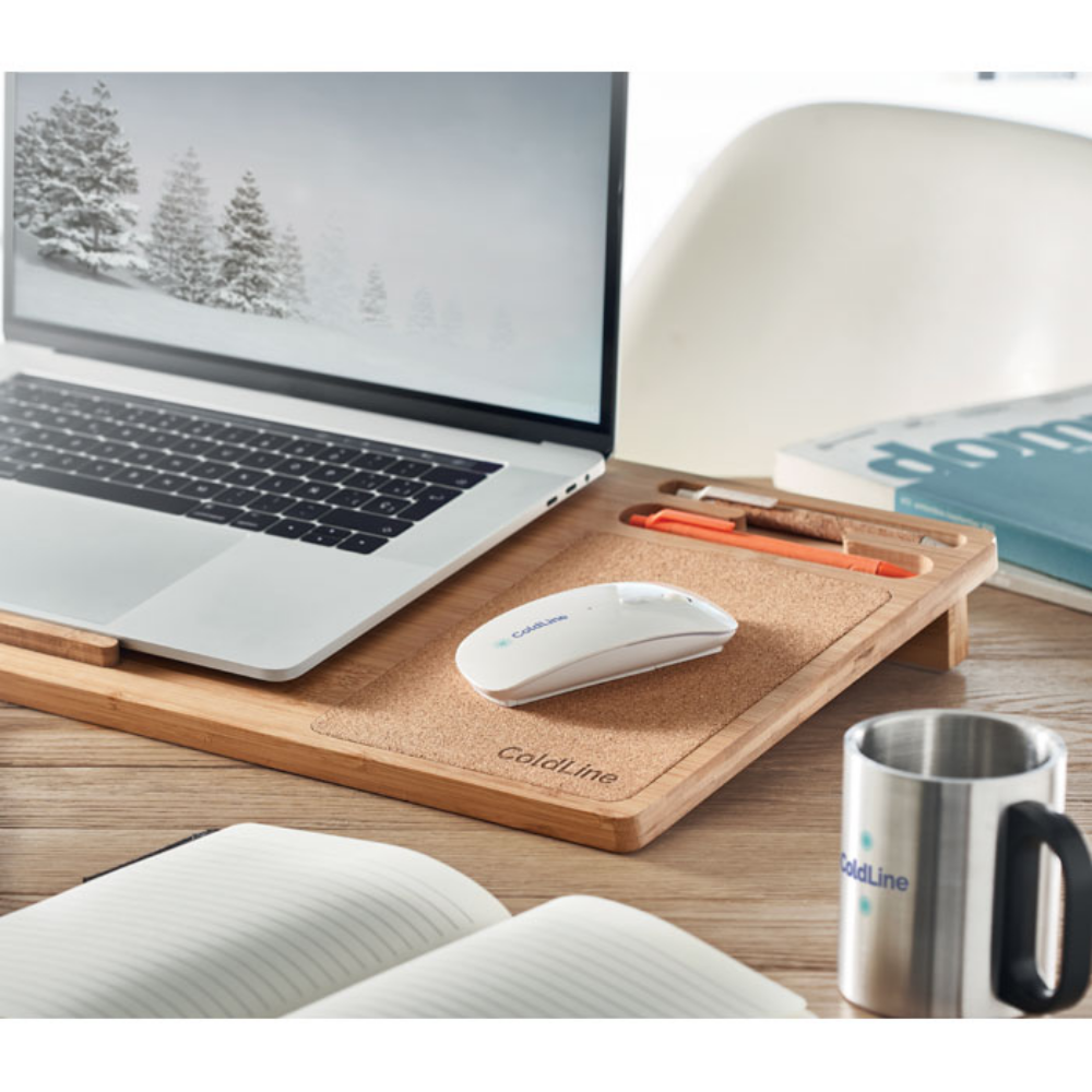Supporto per laptop in bambù con tappetino per mouse in sughero - Cologno Monzese