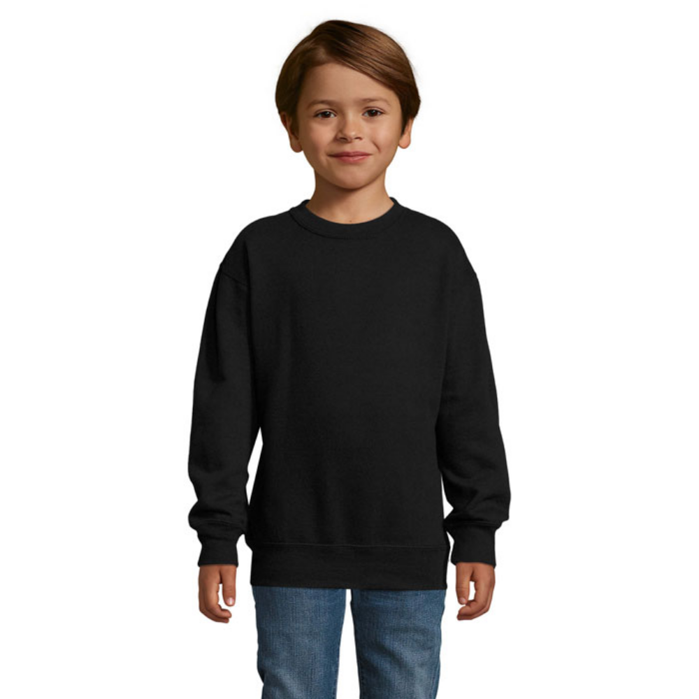 A sweatshirt for children that features ribbed cuffs, collar and hem, all made of elastane. - Bury St Edmunds