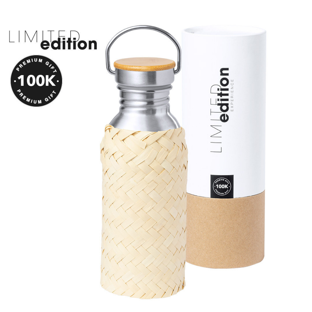 Bottiglia in acciaio inossidabile Eco-Design edizione limitata con base in bambù - Bertonico