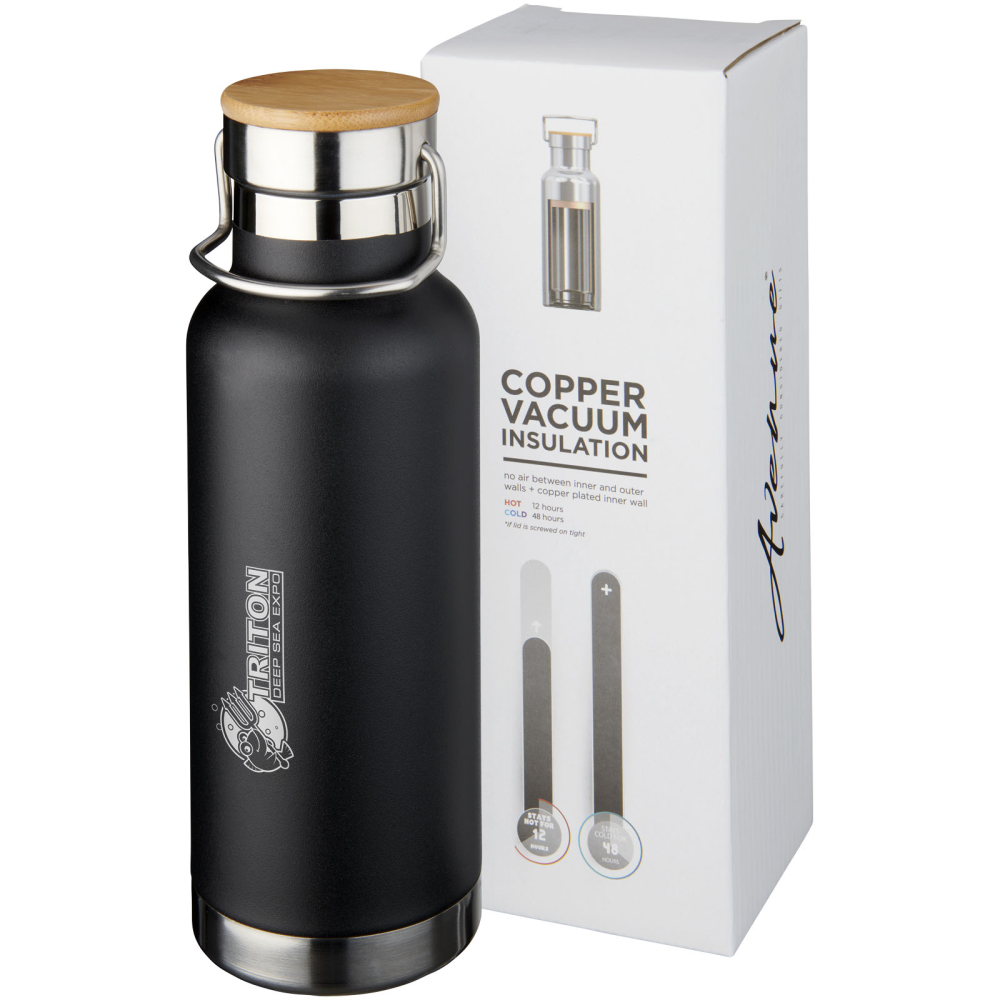 Double-Walled Stainless Steel Vacuum Insulated Bottle with Wood Detail - Gretna Green