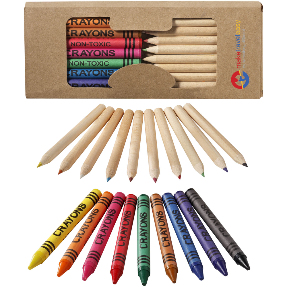 Coloured Wax Crayons and Pencils Set - Graffham