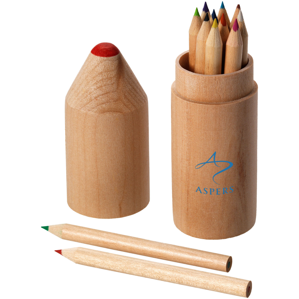 Coloured Pencils in Wooden Pencil-Shaped Box - Uttoxeter