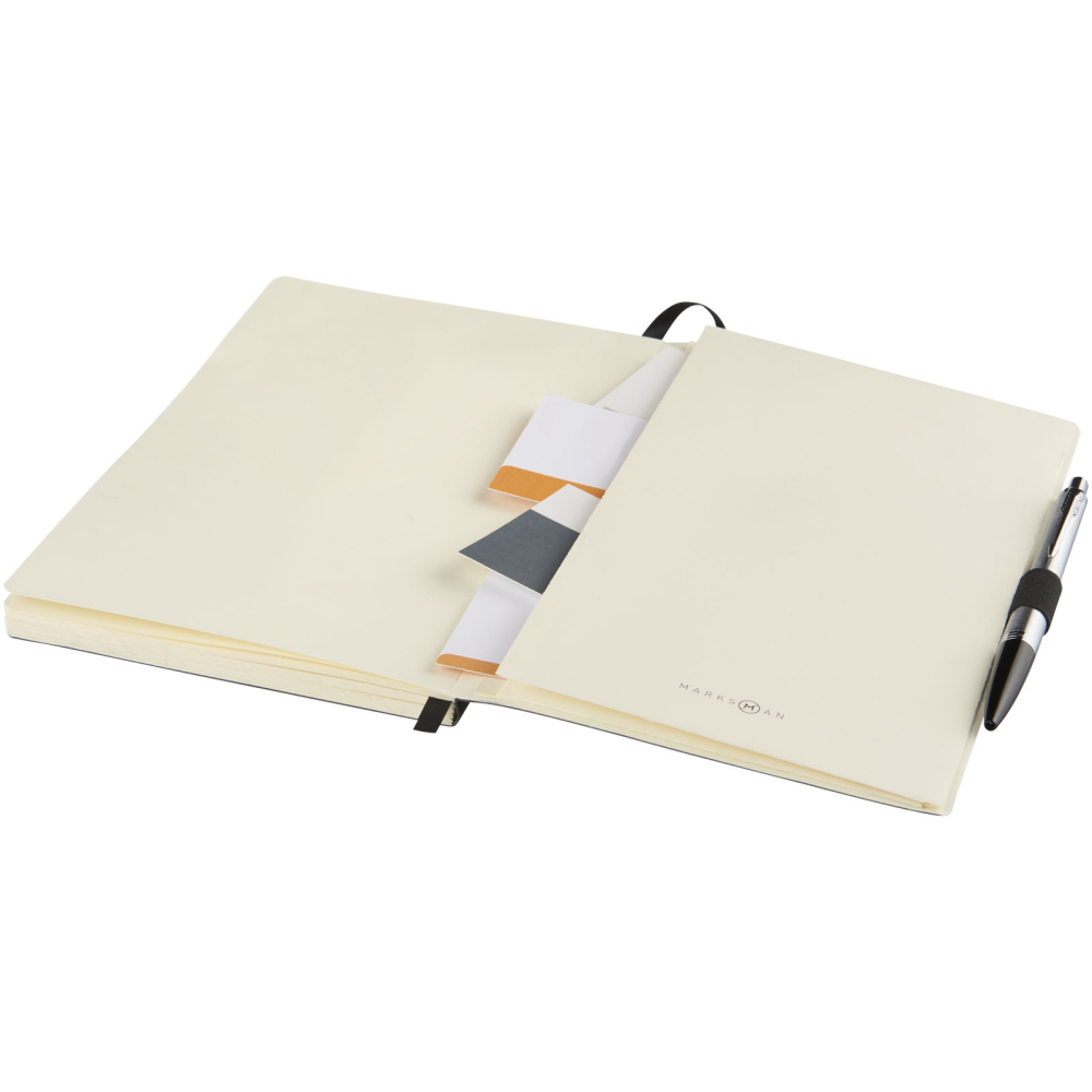 Soft Touch Cover Notebook with Elastic Closure and Document Pocket - York