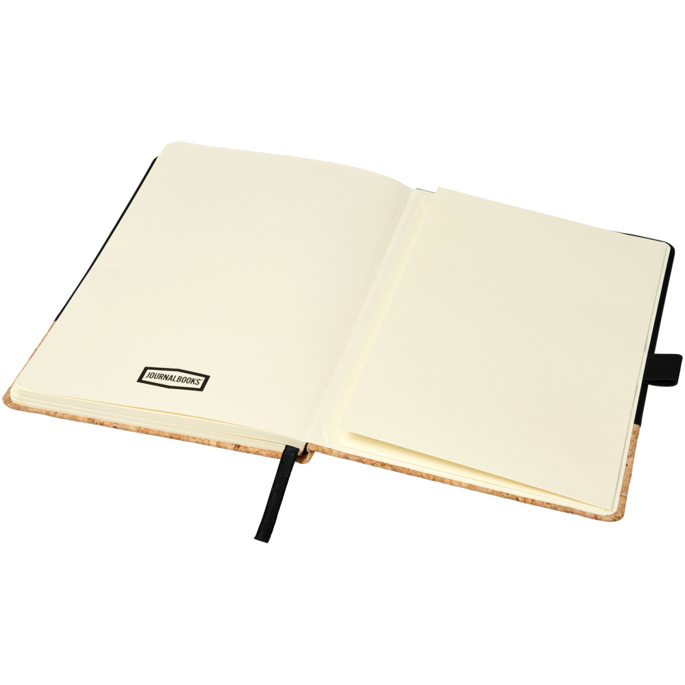 This is an elegant A5-sized notebook with a sturdy hardcover. The lower part of the cover is made of Polyurethane (PU), giving it a sophisticated look and a durable finish. - Daventry