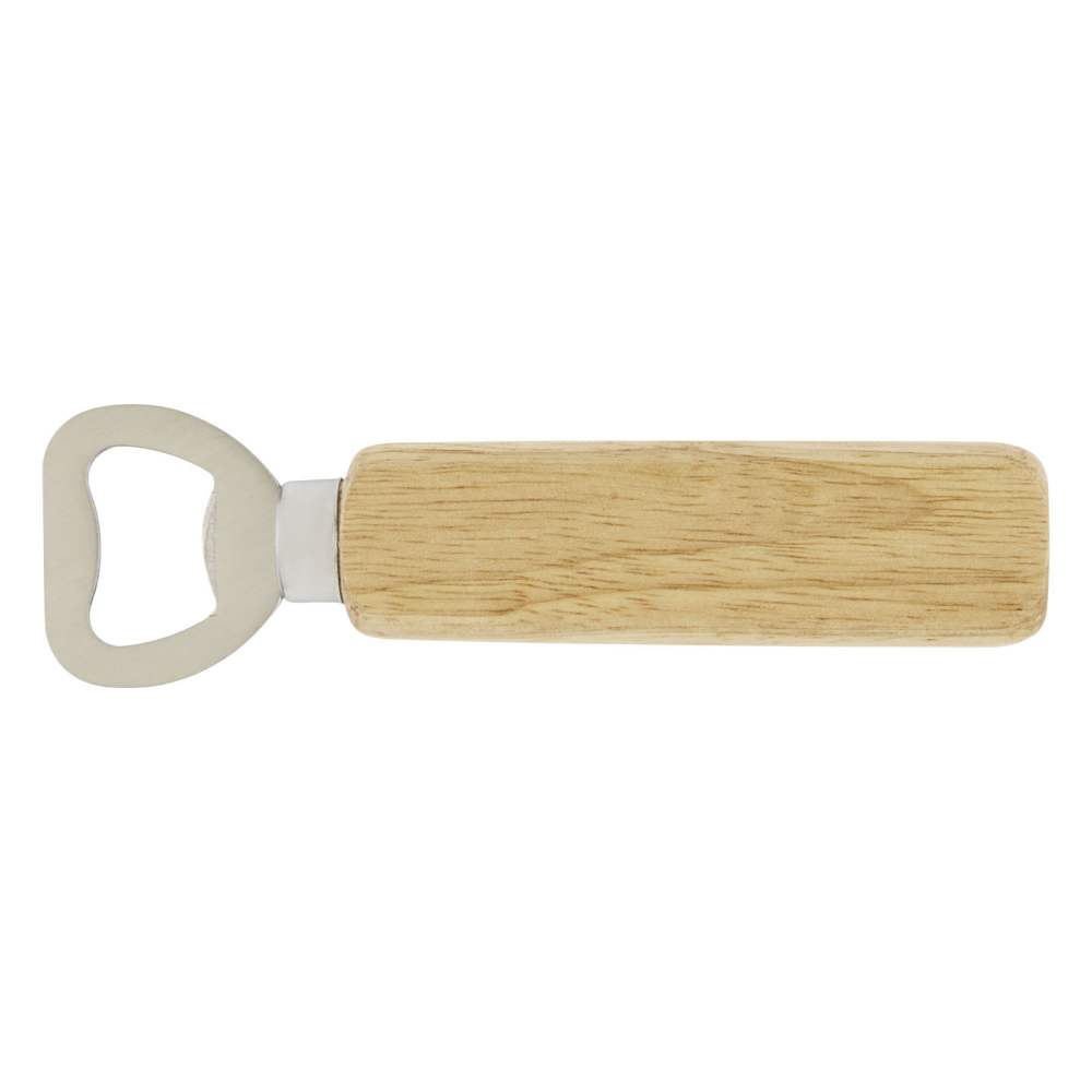 A bottle opener with a wooden surface, made of stainless steel - Batcombe