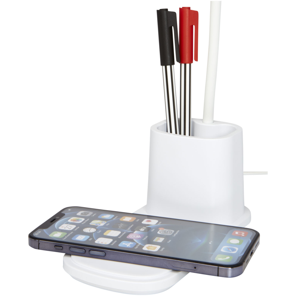 Lampada da tavolo regolabile con carica batteria wireless e portamatite - Lodrino