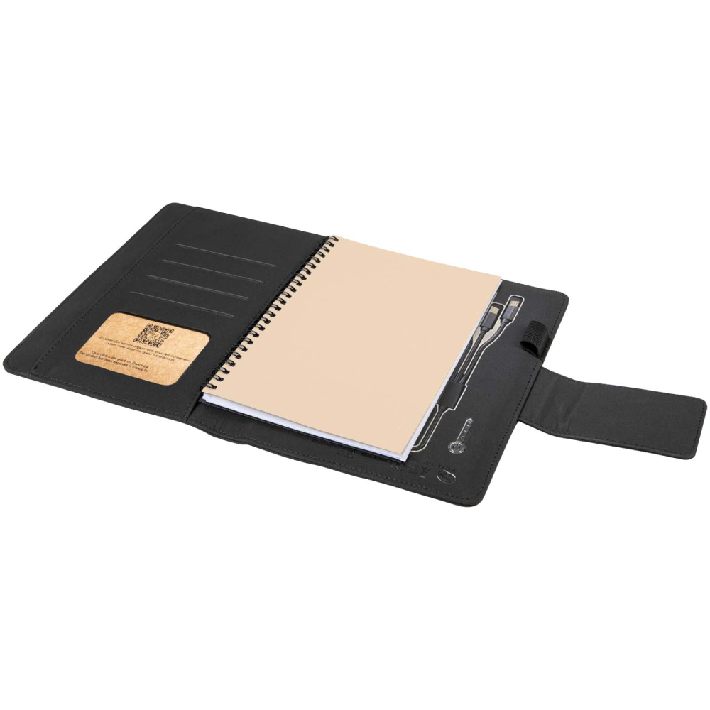 Notebook with Integrated Cable and Logo that Lights Up, functioning as a Powerbank - Crewe
