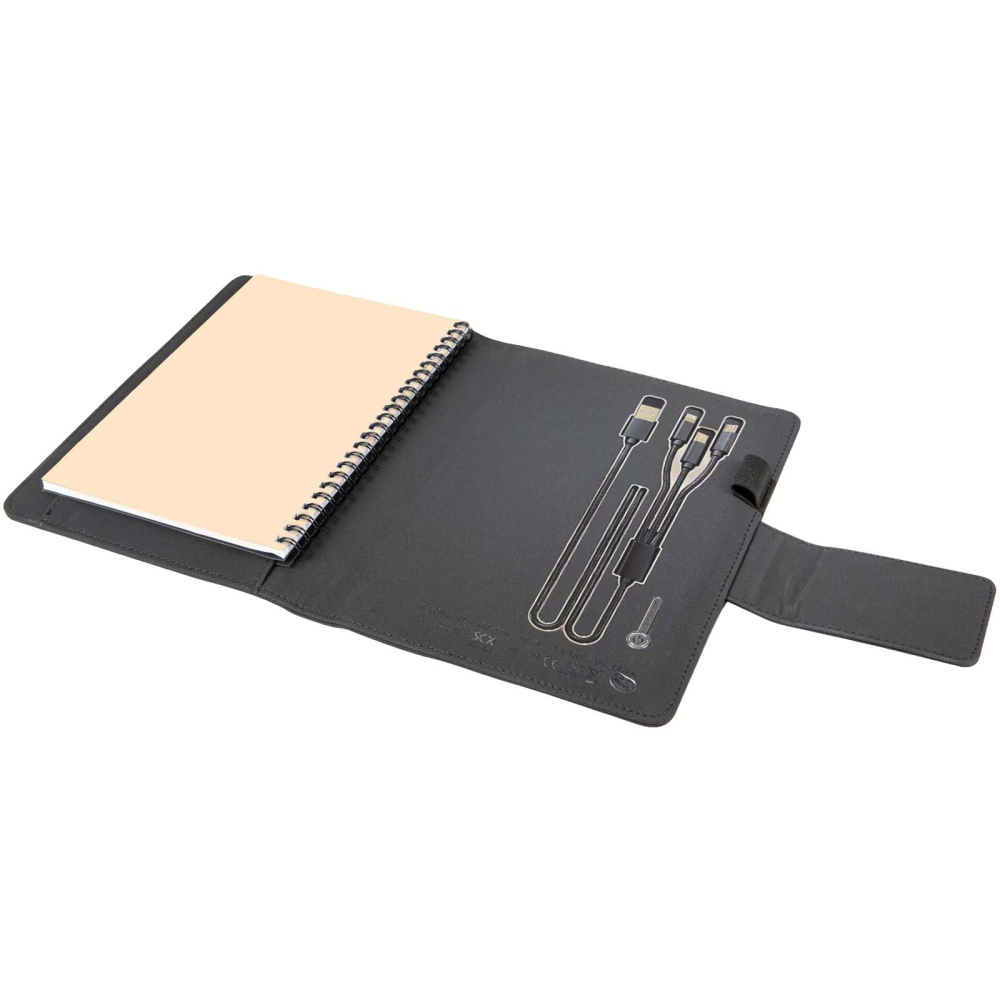 Notebook con Powerbank con Logo Luminoso e Cavo Integrato - San Fiorano