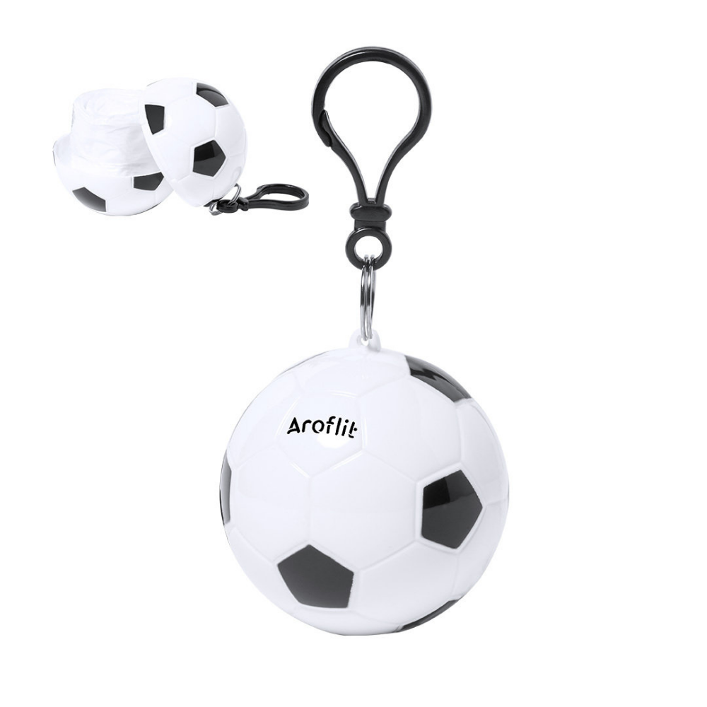 Poncho con diseño de fútbol en llavero con mosquetón - Segurilla