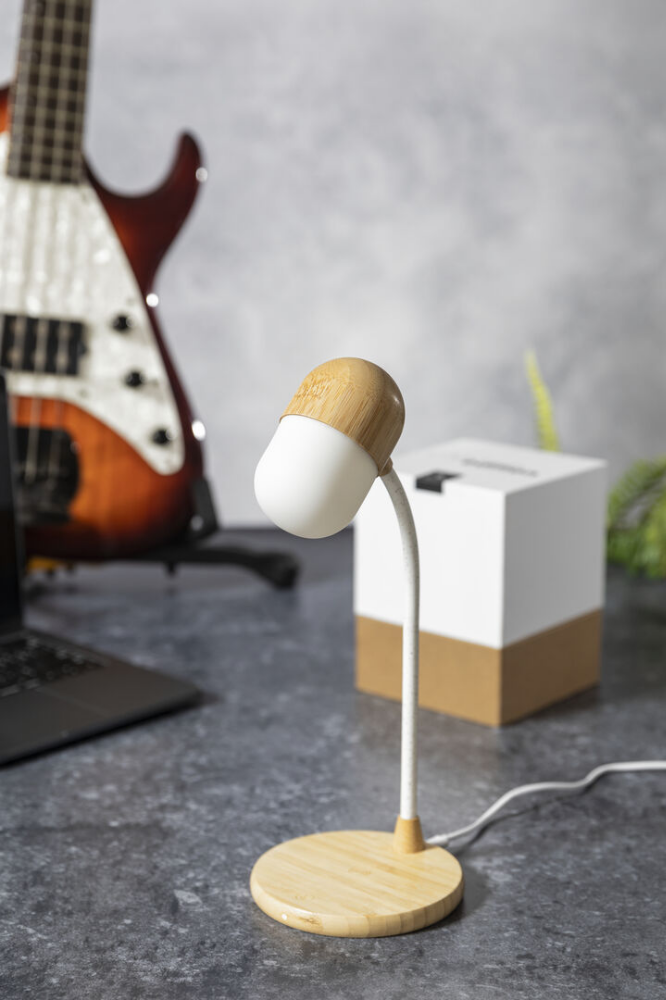 Multifunction Bamboo Lamp with Wireless Charger and Bluetooth Speaker - Hemel Hempstead