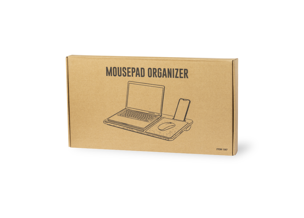 Sustainable Bamboo and Cork Organizer Mat with Integrated Mouse Pad - Darwen