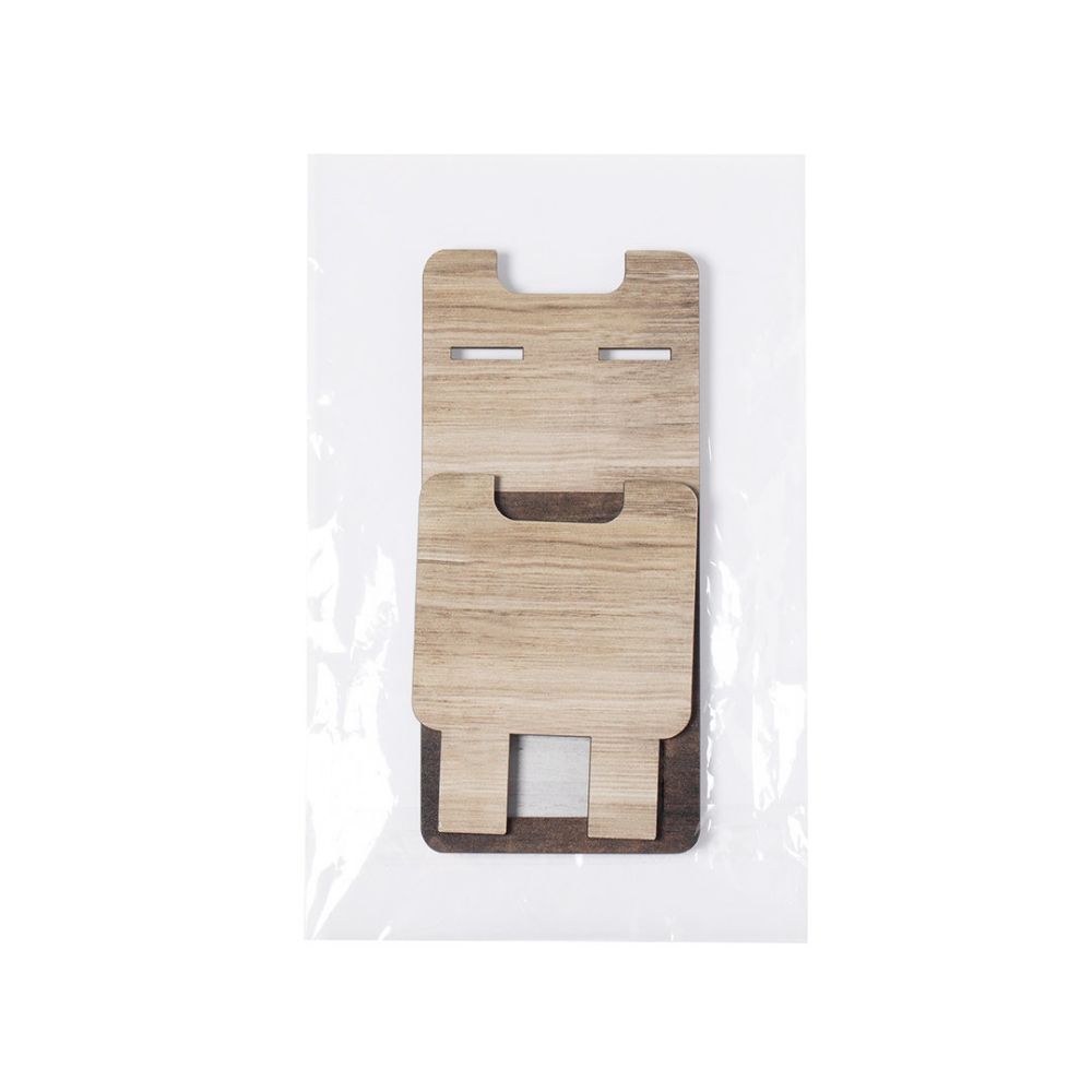 A smartphone holder made of two-tone wood, with an integrated photo frame - Ightham