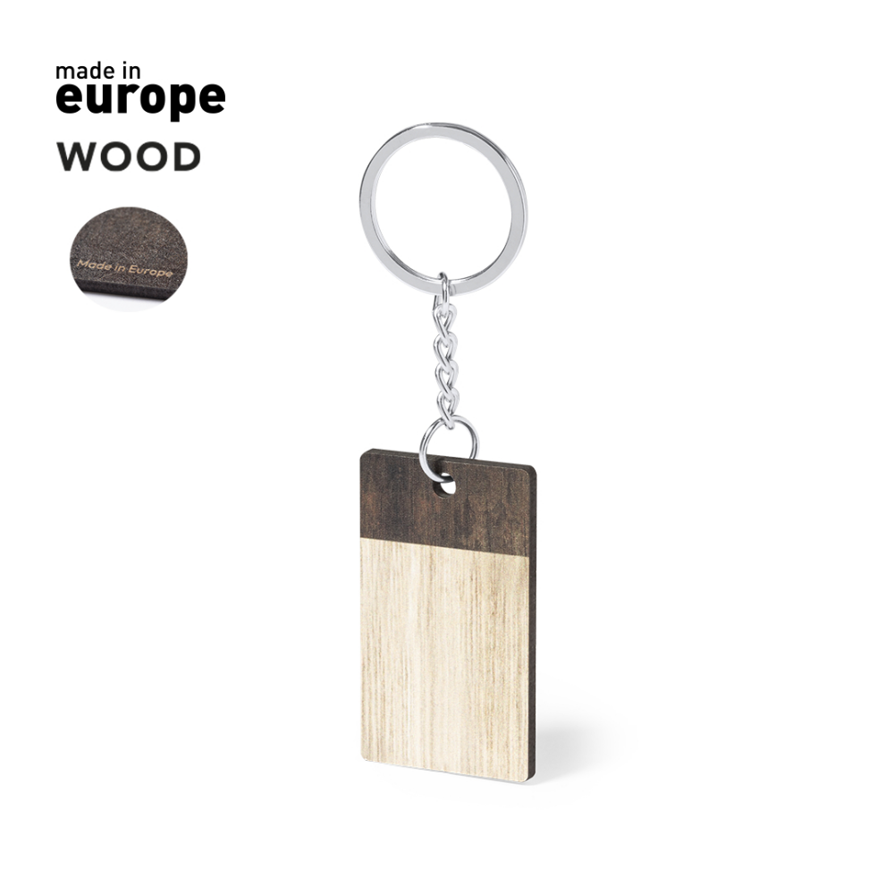 A rectangular keyring made of two-tone natural wood - Bayham
