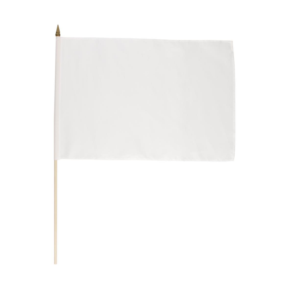Bandiera stampata in sublimazione bianco con bastone di legno - Menarola