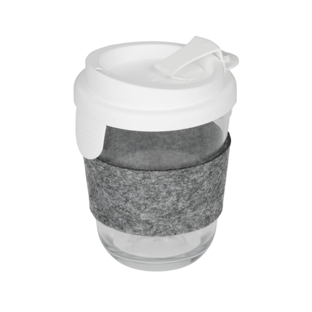 A coffee cup made of shatterproof Tritan material, complete with a lid and sleeve - Sevenoaks