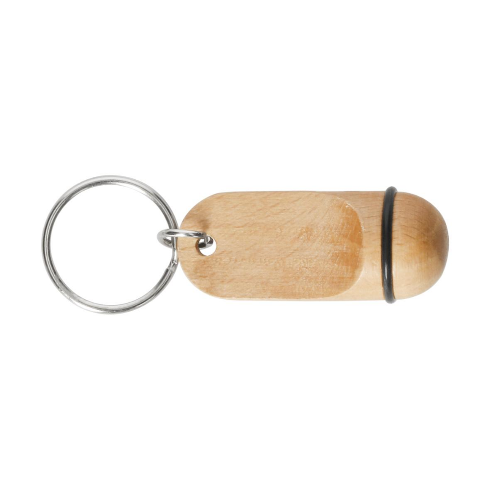 Classic Miniature Beech Wood Hotel Keyfob with Rubber Ring - Plungar