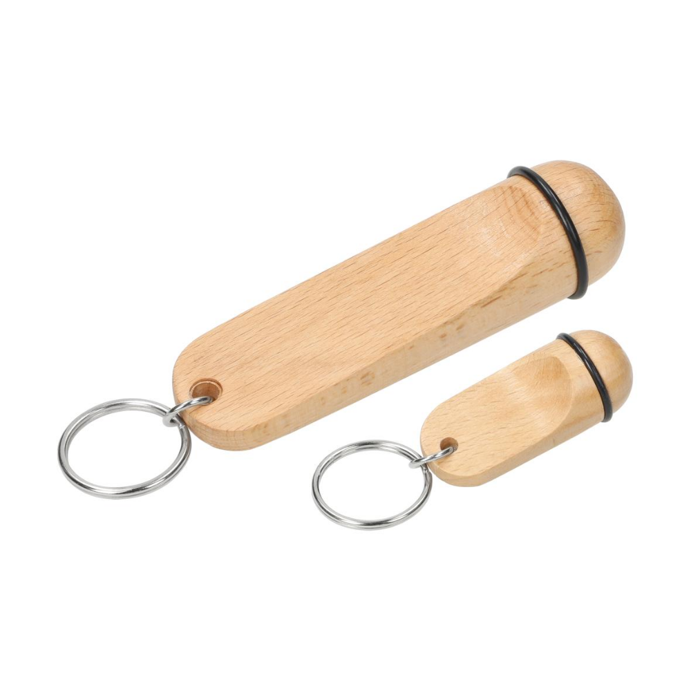 Classic Miniature Beech Wood Hotel Keyfob with Rubber Ring - Plungar