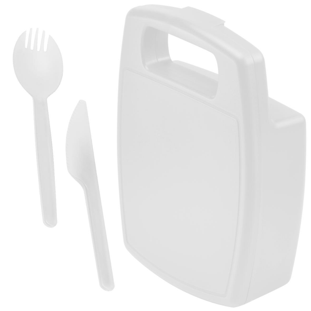 Contenitore per snack in plastica con utensili integrati - Lozza