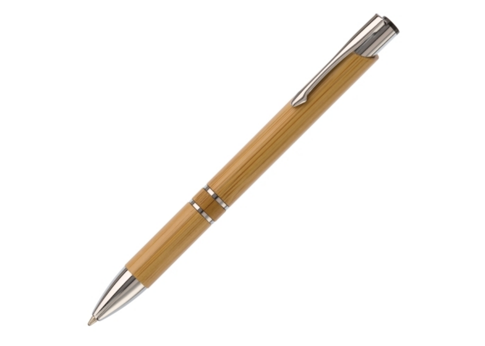 A bamboo ballpoint pen with a metal clip - Llanelli