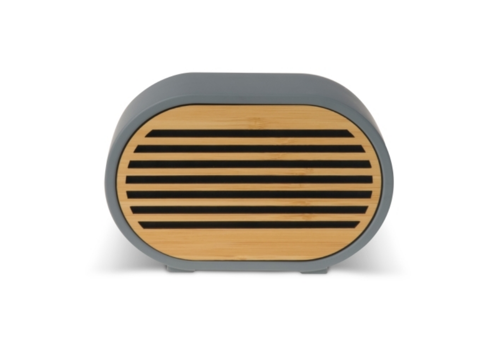 5W Wireless Speaker and Charger with Limestone-Concrete Housing and Bamboo Front Design - Kilburn
