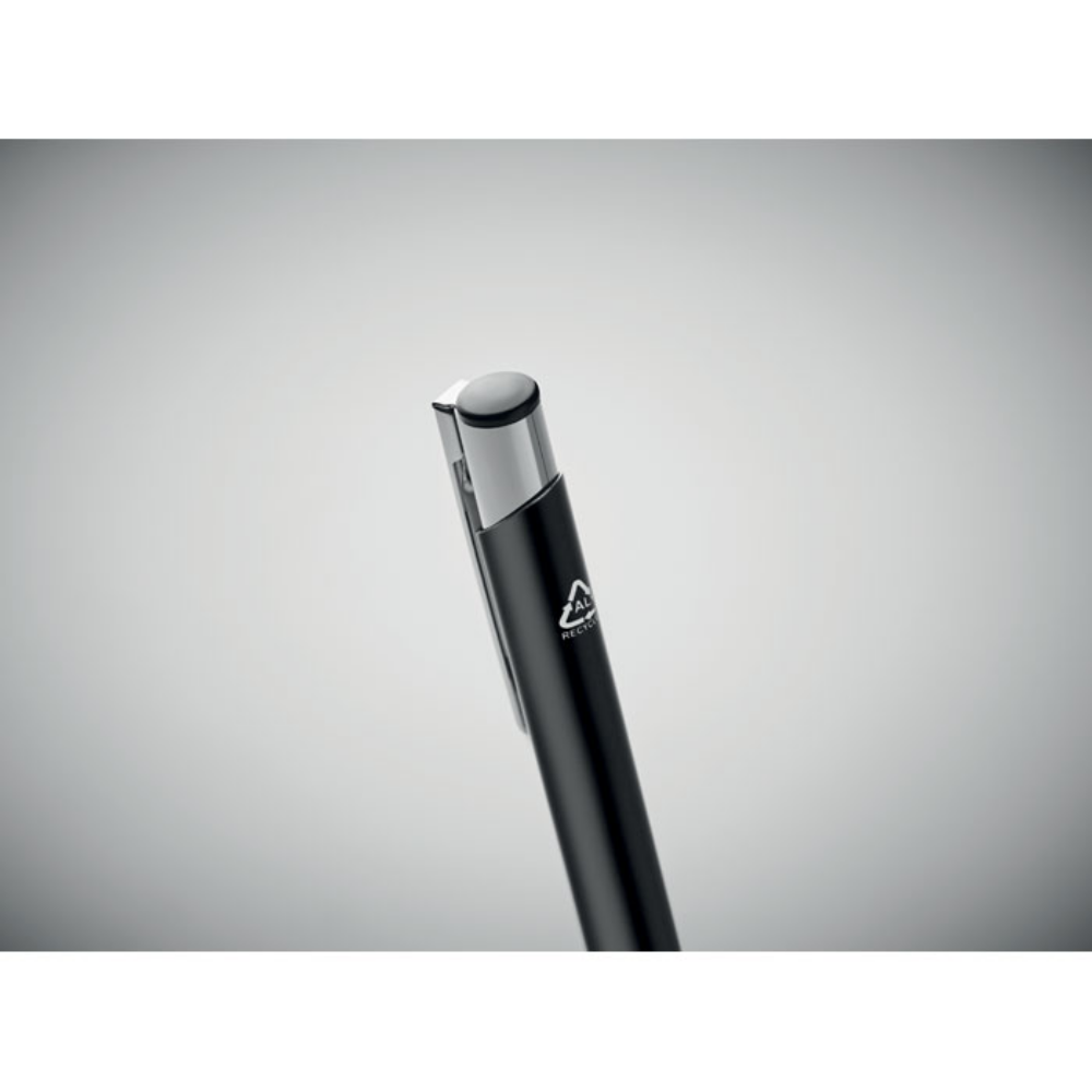 Recycelter Aluminium Druckknopf Kugelschreiber - Blaue Tinte