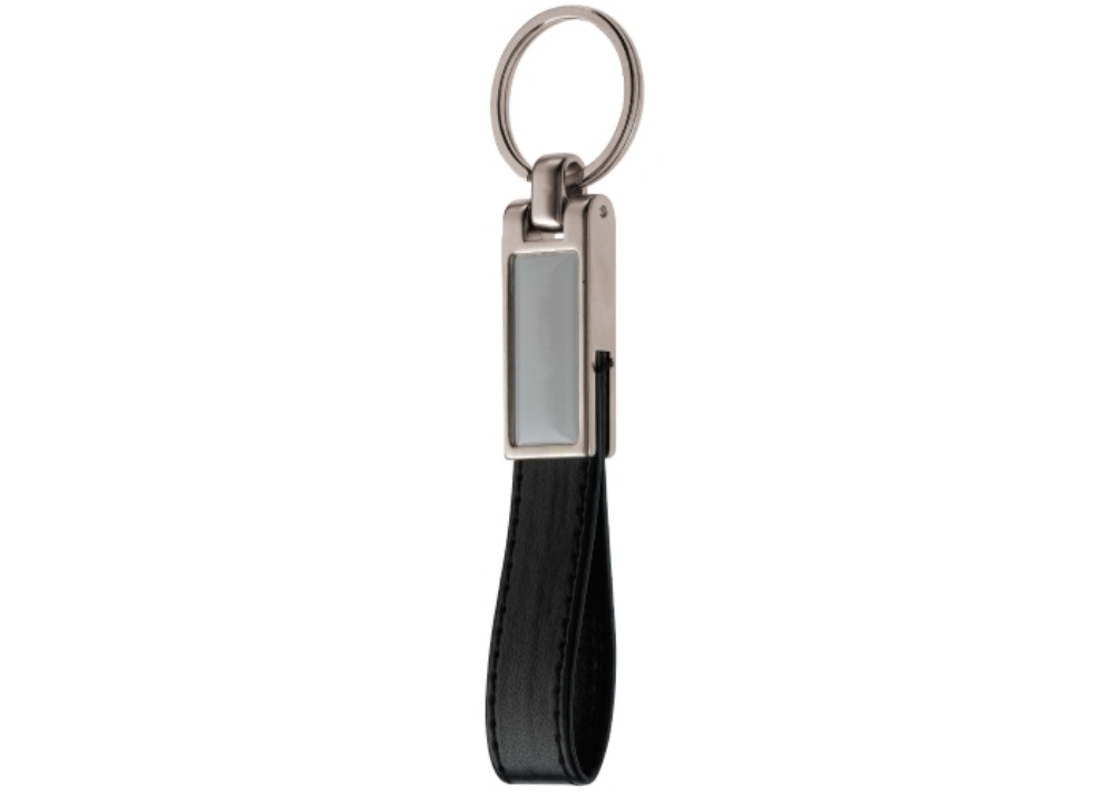 Porte-clés en cuir avec un pendentif rectangulaire en dôme - Criccieth