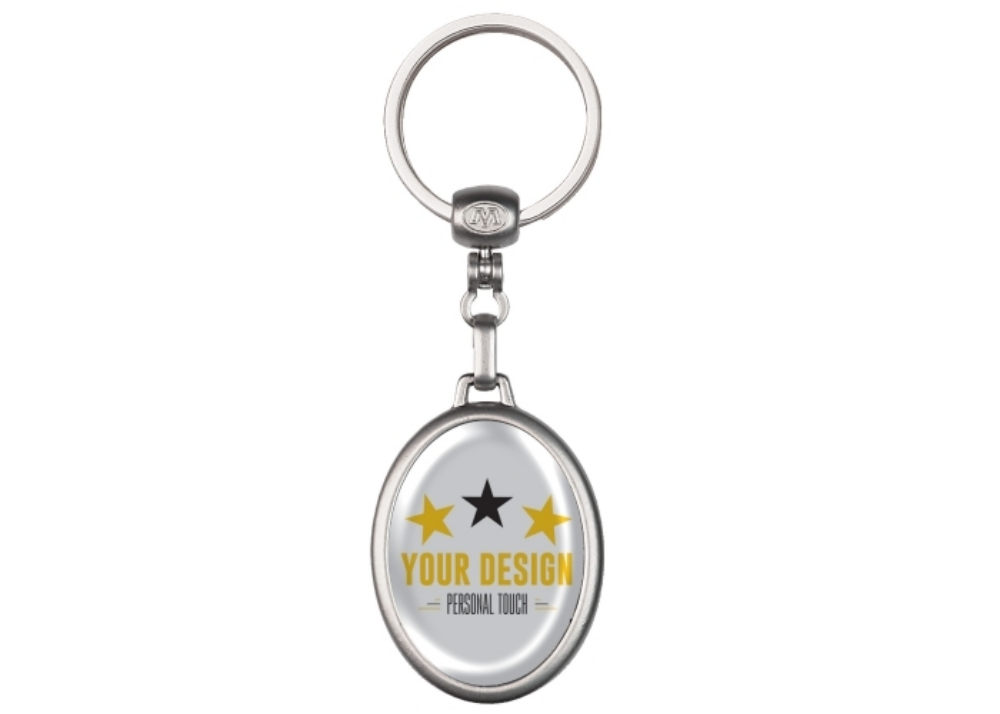 Metal Oval Double-Sided Doming Keyring - Church Gresley