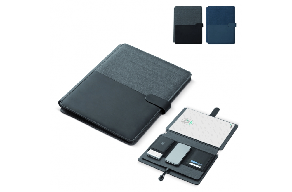A4 Leatherette Portfolio with Wireless Charger and Notepad - South Shields