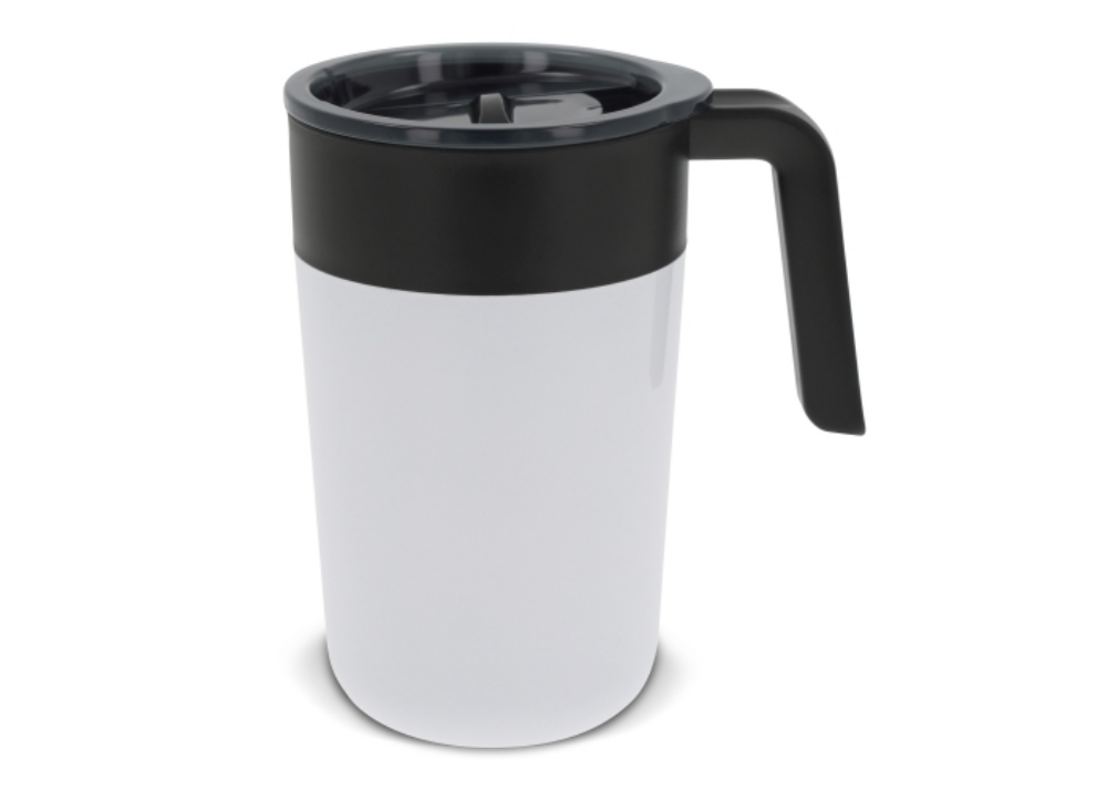 Double Walled Stainless Steel Coffee Mug with Lid - Saint Helens