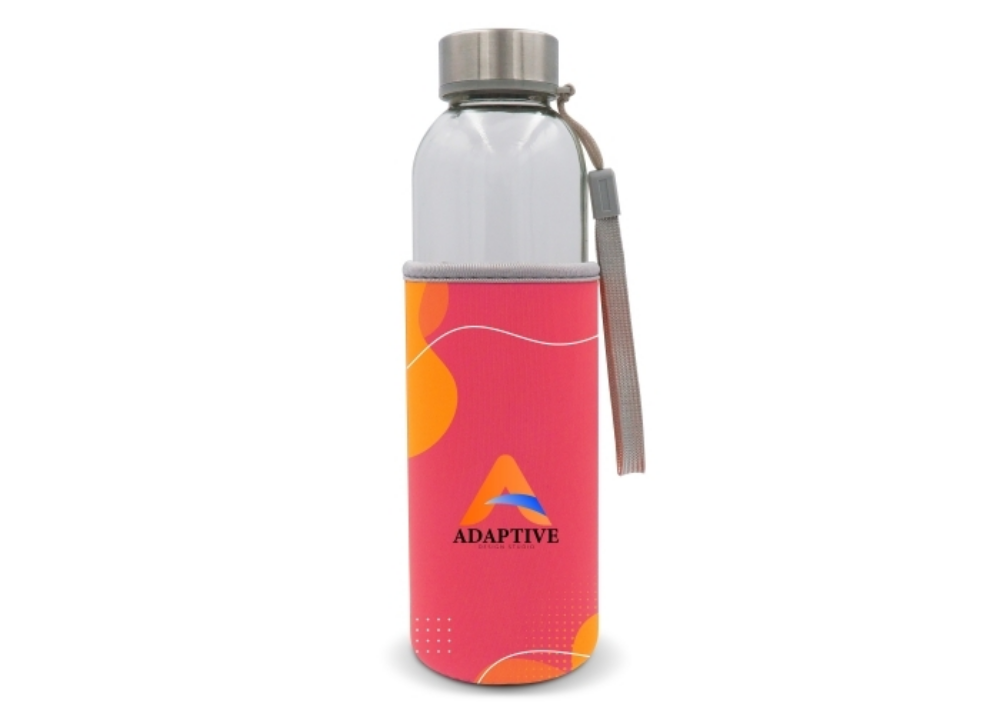 Glass Water Bottle with Custom Print and Sleeve - Marden