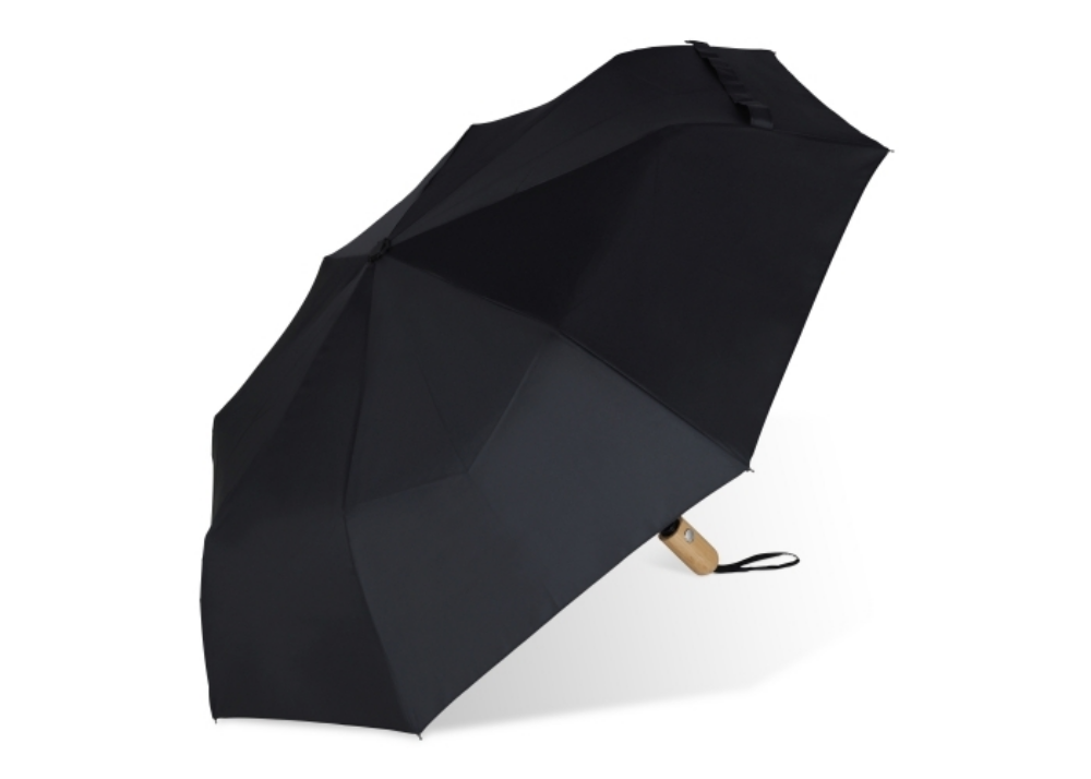 R-PET Fiberglass Umbrella with Genuine Wood Handle - Banks