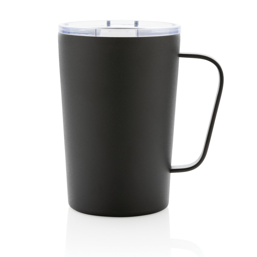 Recycled Stainless Steel Modern Mug with Spill-Resistant Lid - Slough