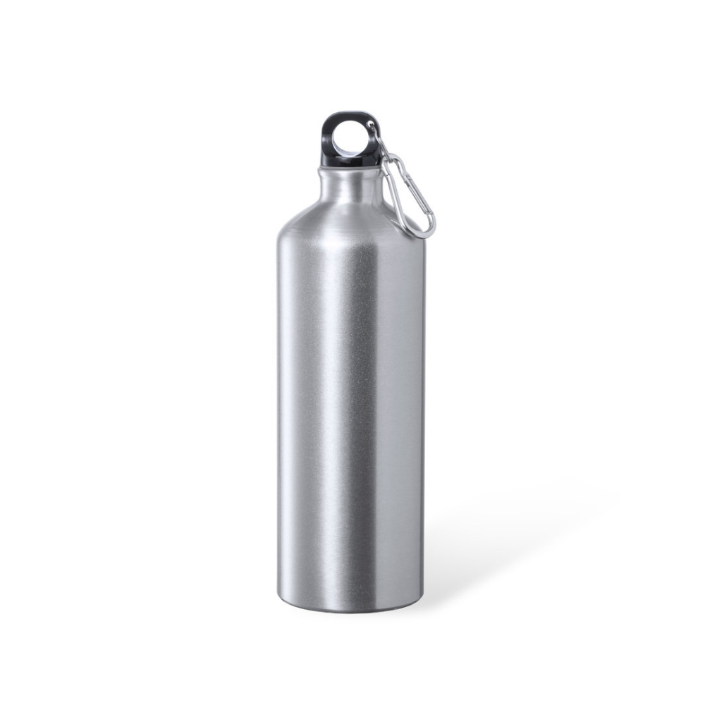 Glänzende Aluminium-Wasserflasche mit Karabiner - Freystadt 