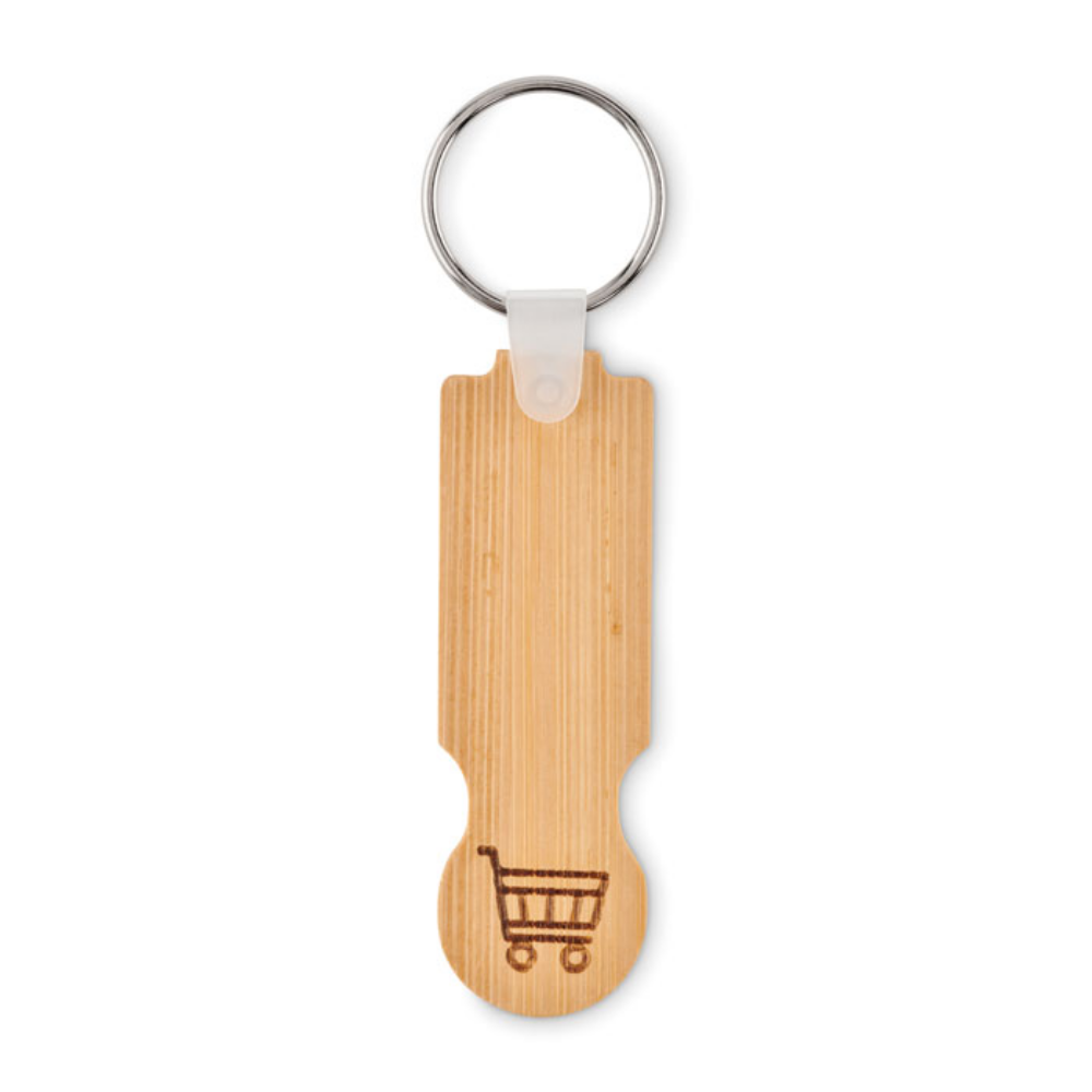 Bamboo key ring with euro token - Battle