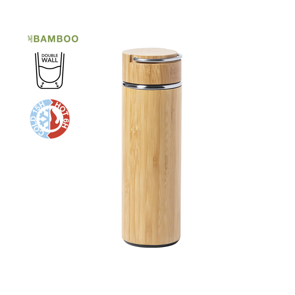 Bambus-Finish Doppelwandige Thermoflasche mit Infusor - Owen 