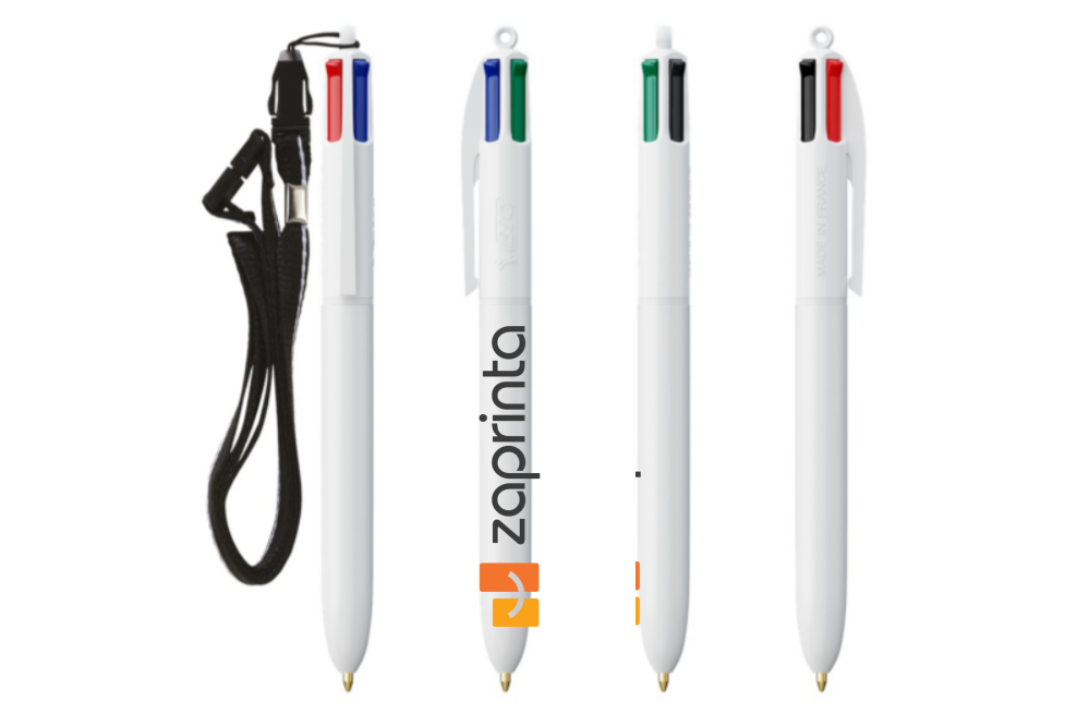 A pen that contains four different ink colors and has a breakaway clasp - Peckleton