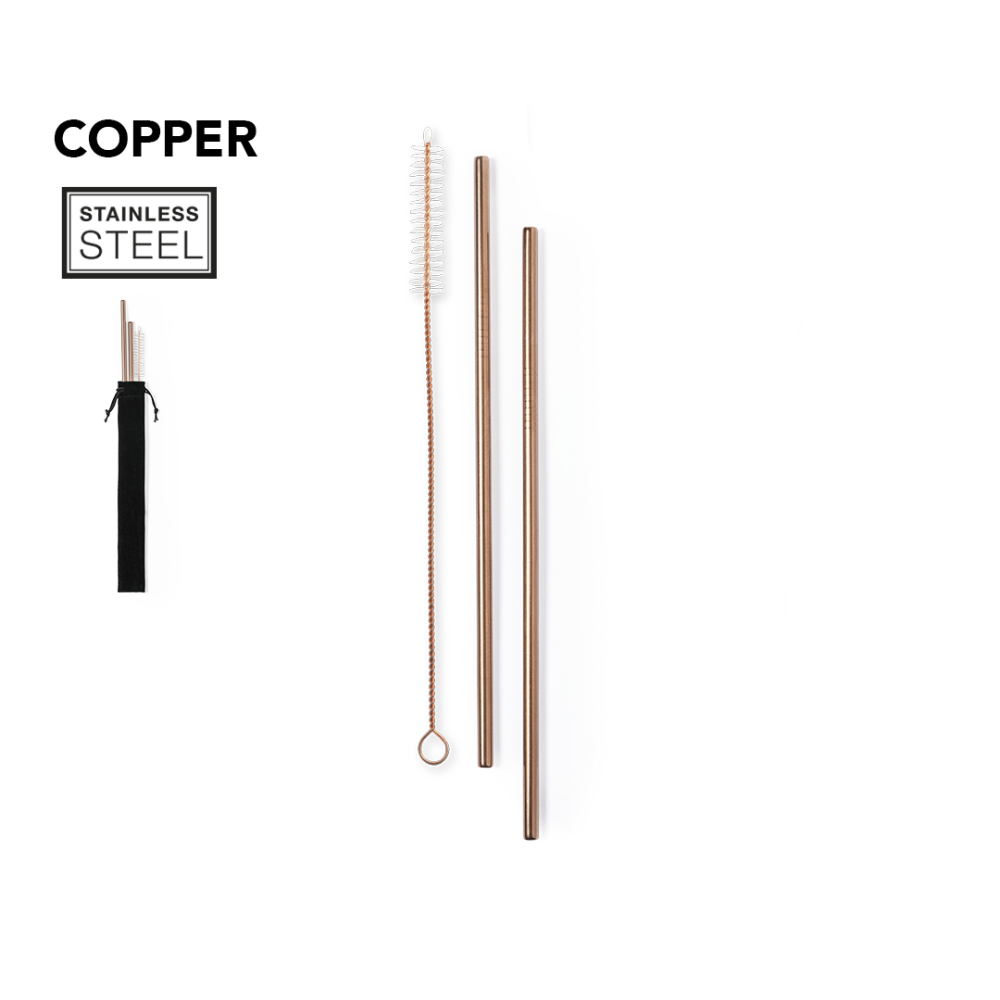 Copper Coated Stainless Steel Straws Set - Hersham