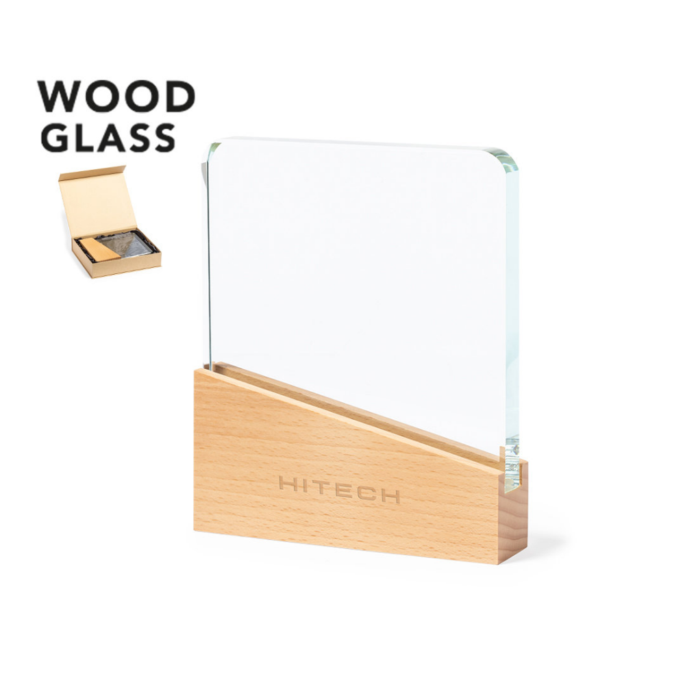 Glas-Holz-Plakette