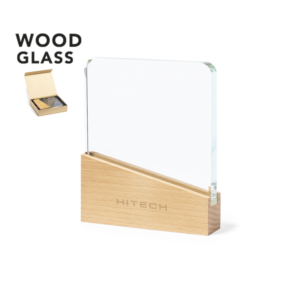 Glas-Holz-Plakette
